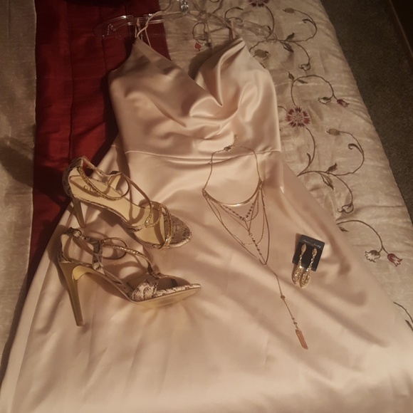 Gorgeous Champagne Matte Satin Formal Dress - Picture 7 of 7